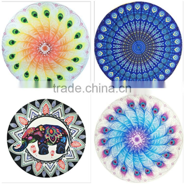 2017 new arrived hot selling round beach towels mandala with tassels turkish microfiber towel