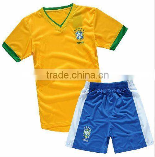Custom embroidered sports wear Brazil football shirt soccer jersey set uniform