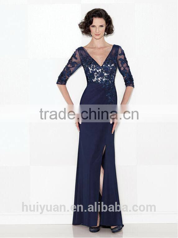 royal blue long sleeve deep v neck chiffon lace mother bridal dresses websites