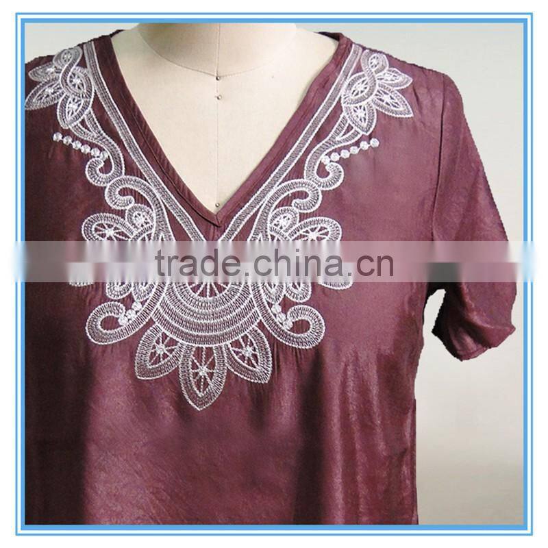 Ladies Cotton Top From Bangkok Embroidery V Neck Designs For Ladies Blouse