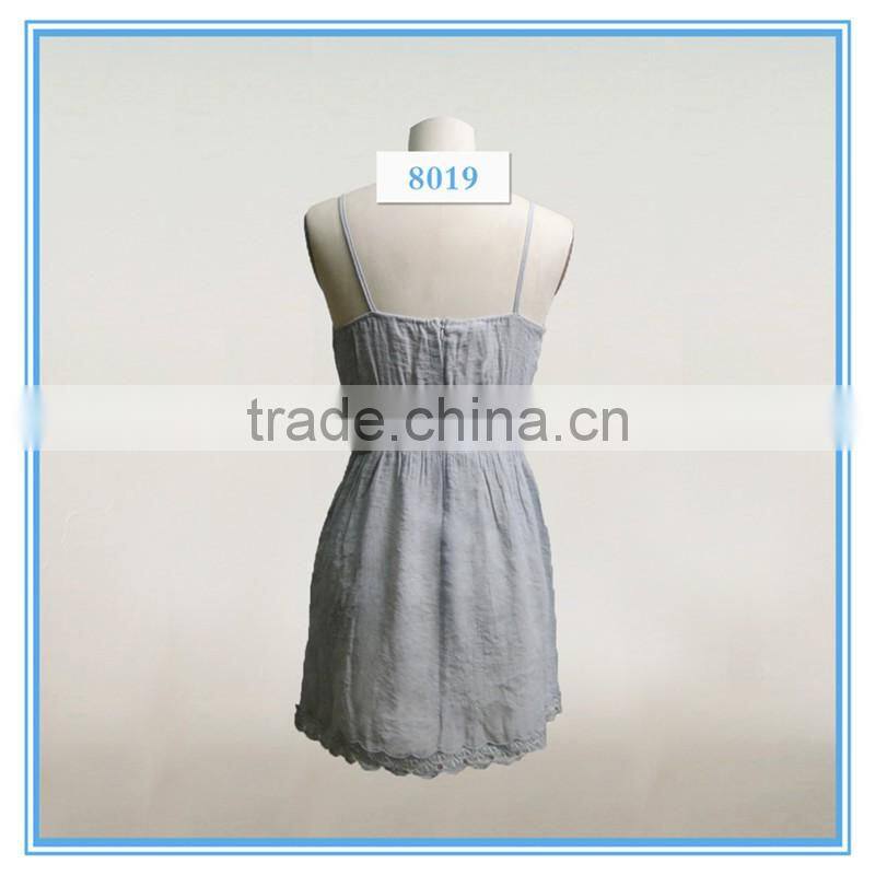 Girl's Sexy Spaghetti Strap Dress Grey Lace Hem Slip Midi Dress