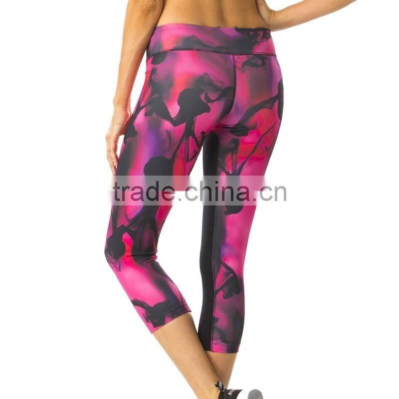 Polyester Spandex Dri-Fit Leggings Custom Sublimation Printed Full Length Leggings Pink Printed Gym Tights Pattern Leggings