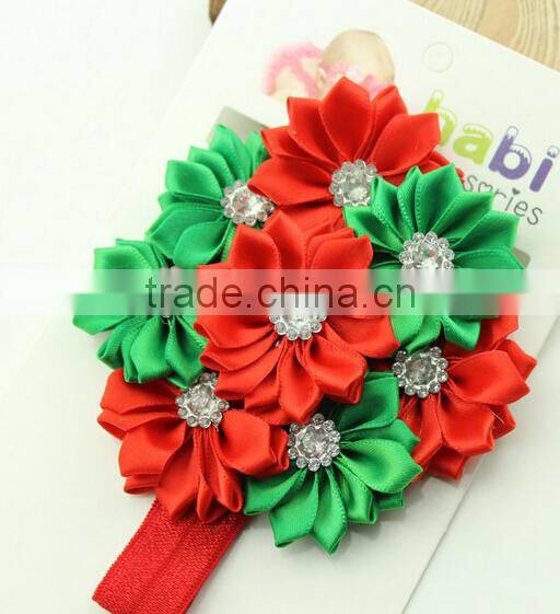 Cheap Sale Christmas Hair Accessories Girls Red Flower Pattern Headband