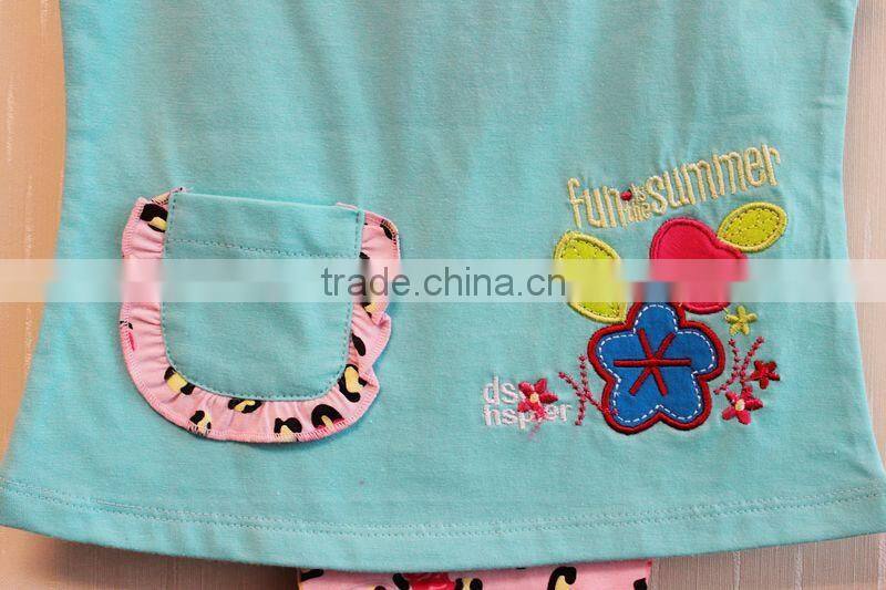 Lovely Style Baby Summer Pajama Short Sleeve Knitted Baby Girls Summer Pajama Set TP-7715