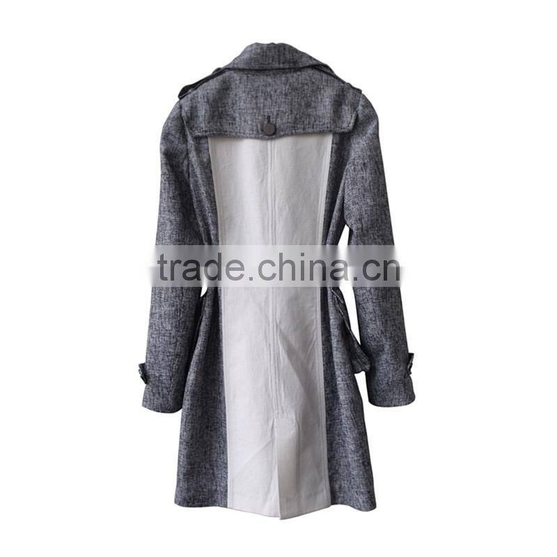 2014 2015 new design women trench coat block joint custom made trench coat