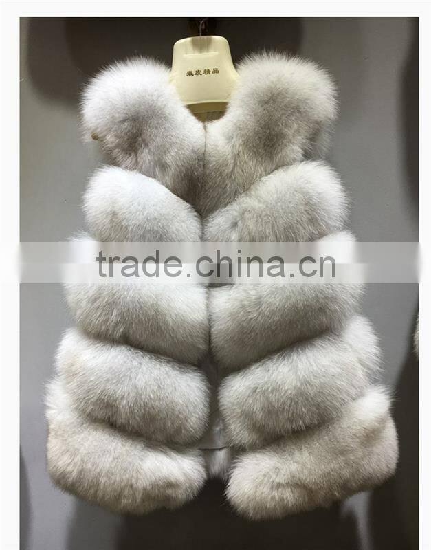 2016 Real Fox Fur Vest Women's Fox Fur Waistcoat Fur Outwear Short Slim Design