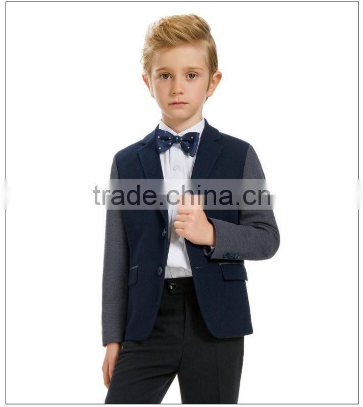 ELPA 2016 Fashion Hot sale Dark Blue China manufacture casual kids blazer with gray sleeve