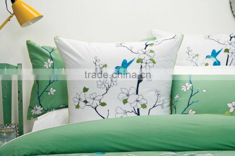 Printed and embellished with embroidered birds Quilt Cover