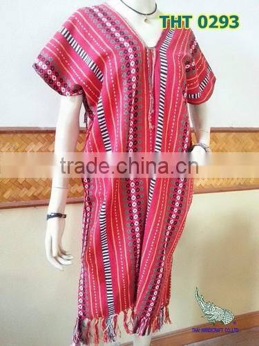 Hill Tribe Woven Dress Vintage Thai Antique Clothing Women Karen