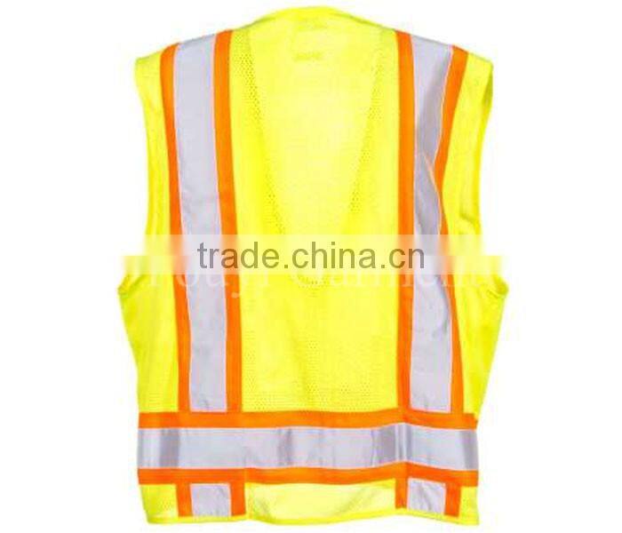 extra wide reflective tape yellow China supplier clothing safety workwear vest