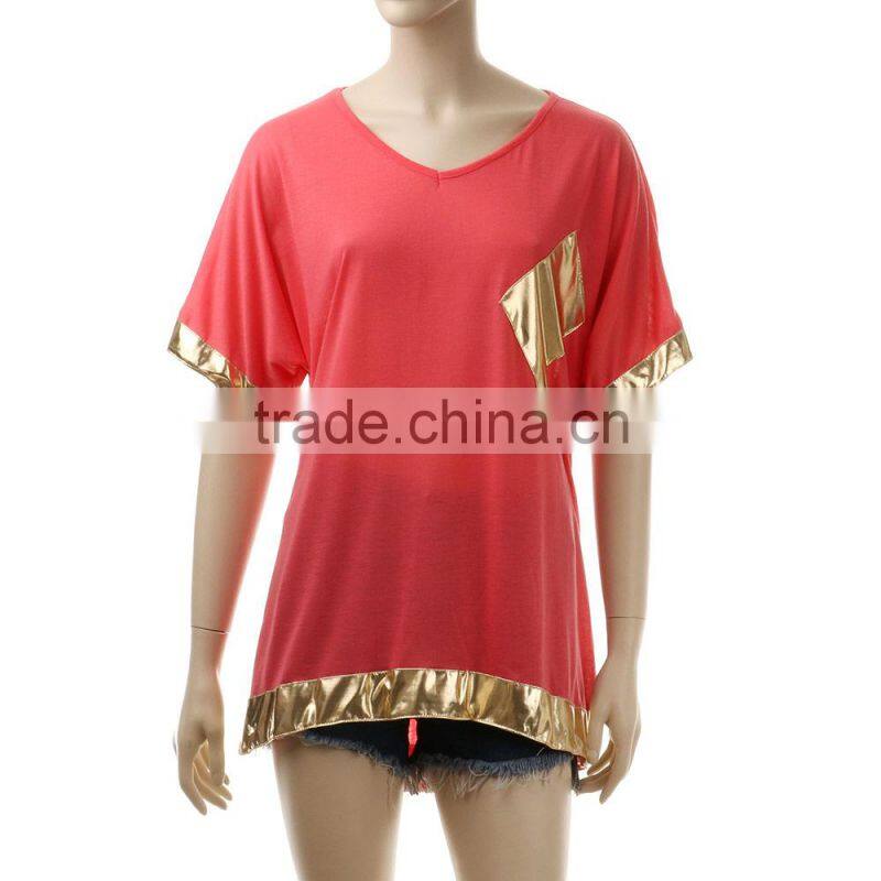 2017 summer ladies Asymmetrical cotton short sleeve