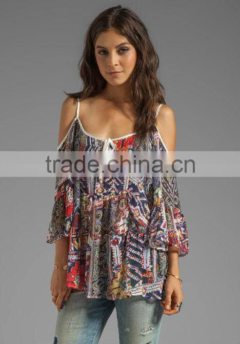 open shoulder poly top