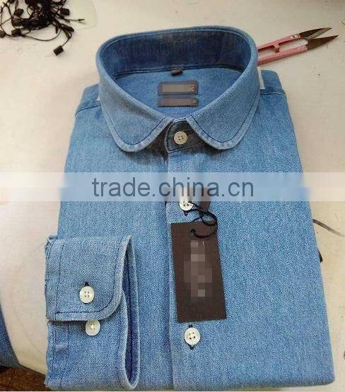 Denim club collar latest design mens casual dress shirts