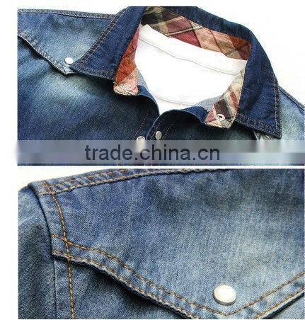 long sleeve denim shirts with two pockets on left chest for men