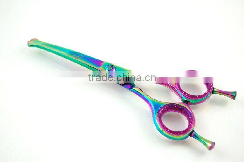 Pet Dog Grooming Shears Sissors CURVED TITANIUM COATED