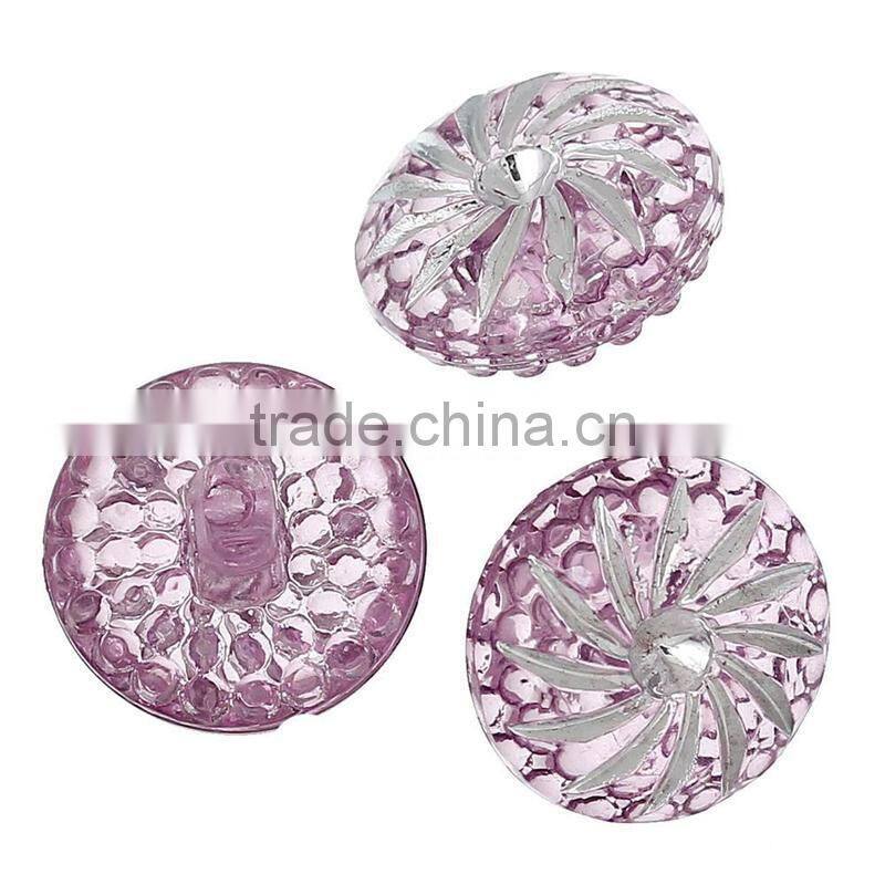 Wholesale Inlaid diamonds 13mm Flower Round Single Hole Acrylic Button for Making Jewelry