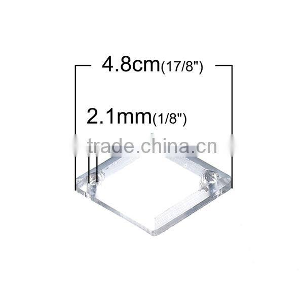 Sew On Acrylic Mirror Connectors Rhombus Transparent Clear Faceted