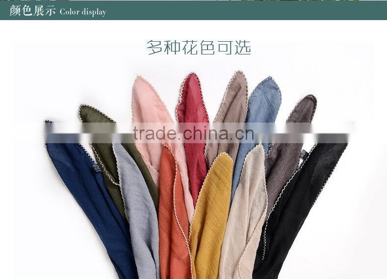 New fashion custom viscose lace trimming hijab scarf