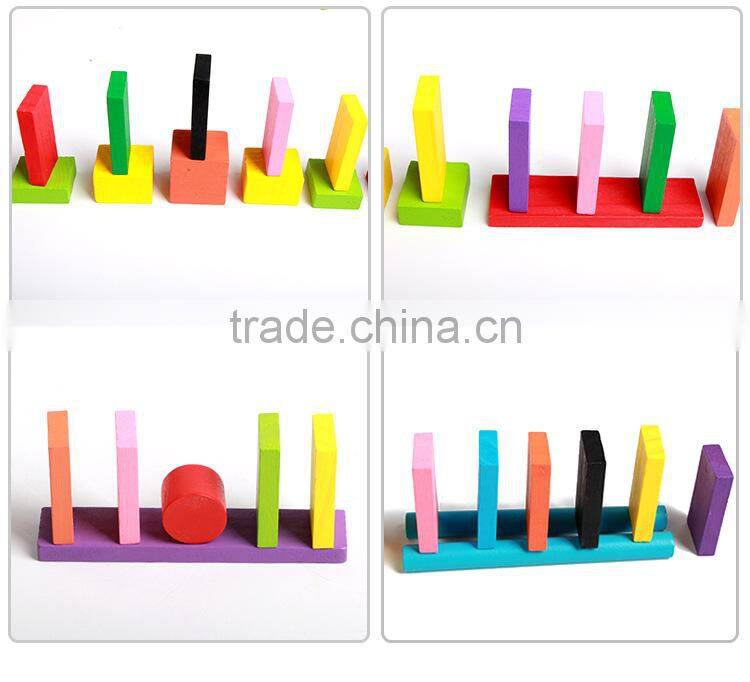 wholesale cheap 120pcs colored educational wooden dominos rally toy game set