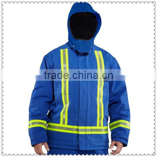 Protective Coverall Flame Resistant Duck Coat with Reflective Stripe and Quilt-Lined