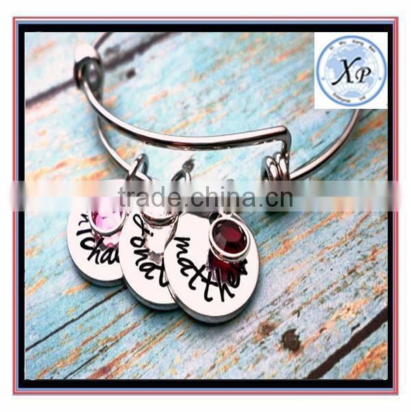 High quality custom shape Hand Stamped Mother's Bracelet in Bracelets & Bangles