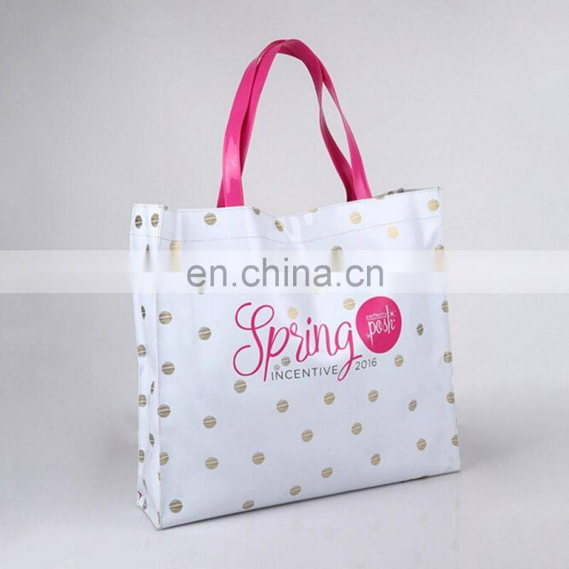 Women White Dots Printing Handle Bag Vinyl Shoulder Crossbody Bag