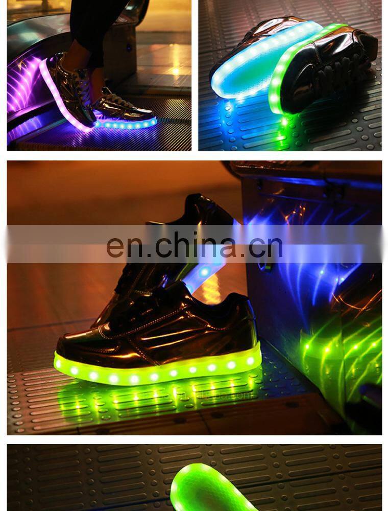 wholesale shining mirror finish PU leather street dance night club LED shoes