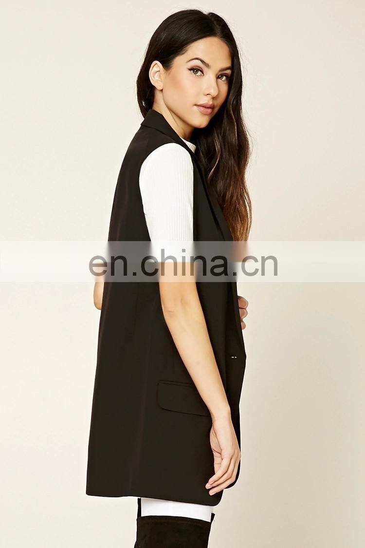 CH090 New fashion design sleeveless longline blazer vest for women wholesale