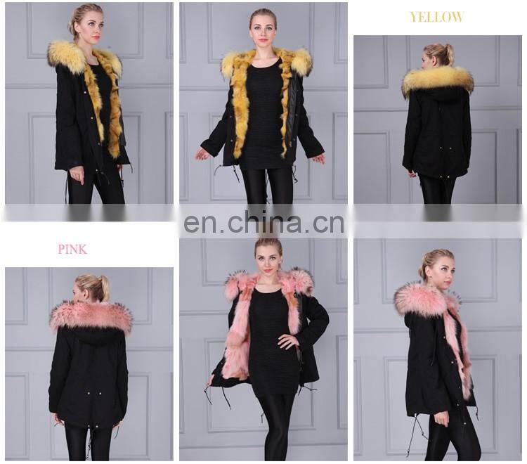 Men and Women short black rabbit fur coat with real lined