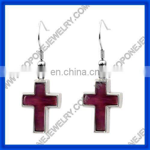 2014 popular stainless steel male a cross earring jewelry China manufacturer