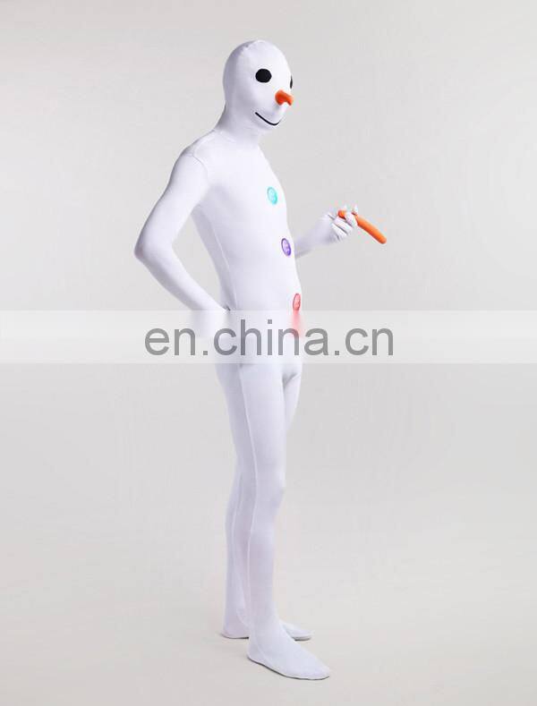 White Snow Man Lycra Full Body Party Dress Second Skin Suit Female