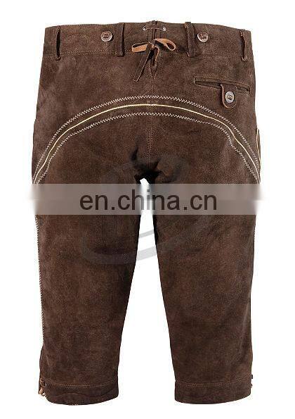Authentic german bavarian lederhosen dark brown suede leather (Bavarian Clothing)