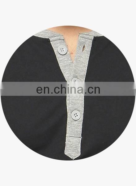 Fashion dry fit oversize v neck collar t shirt 100% cotton long sleeve men t-shirt