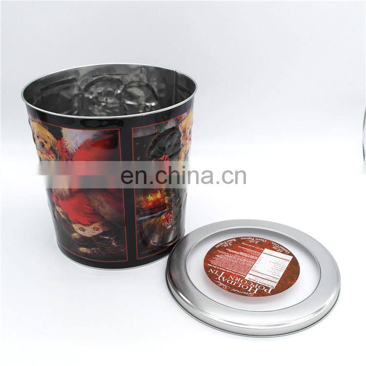 Hot saled round tin can/round popcorn tin can slide tin can wholesale