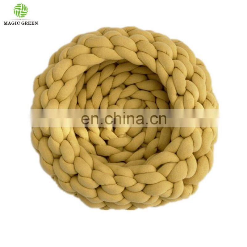 12 colors stock 100% COTTON SEAMLESS D2-3cm machine washable roving yarn filled tube braid hand knit pet plaid house bed