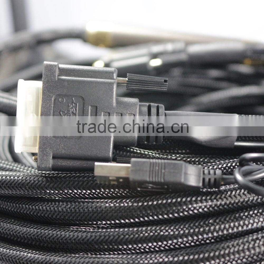 80M NYLON BRAIDED 24+1PIN M TO M DVI-D CABLE WITH USB ADN CHIP SET