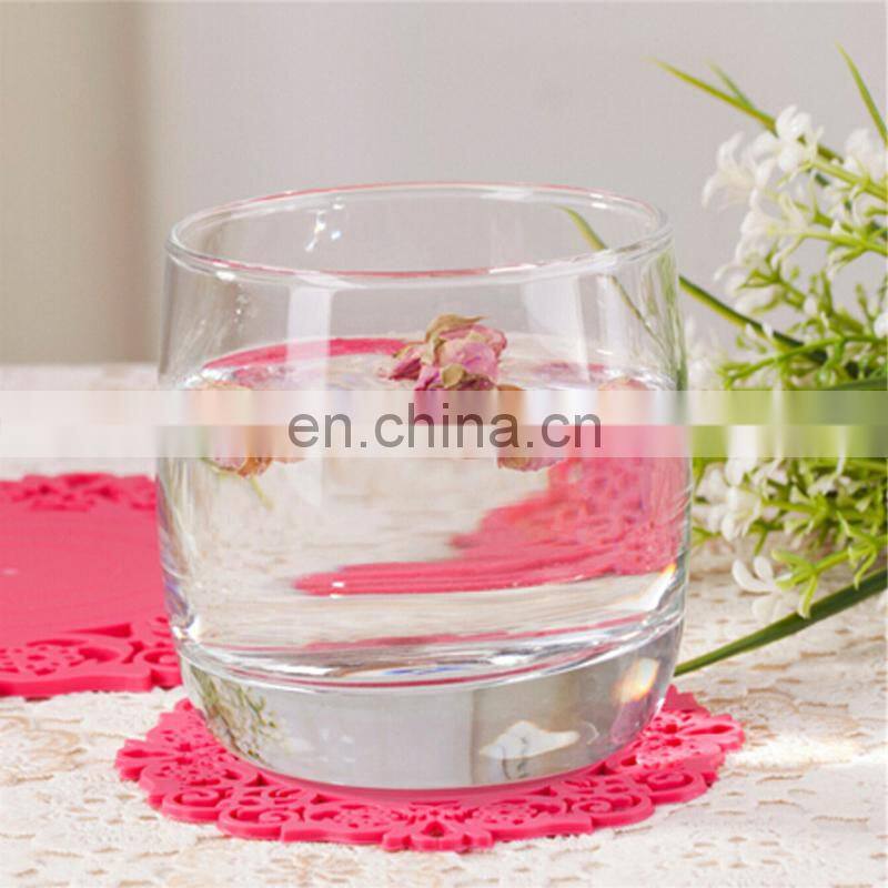 2PCS Colorful Lace Flower Hollow Design Round Silicone Table Heat Resistant Mat Cup Coffee Coaster Cushion Placemat Pad