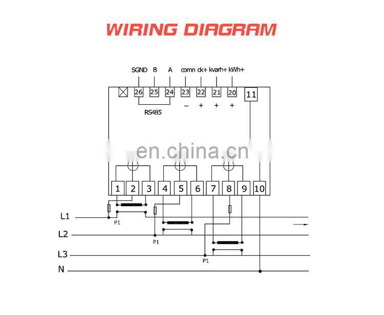EM537 CT 3*230/400V 0-3000A/330mV 3 phase 4 wire pass through energy meter with RS485