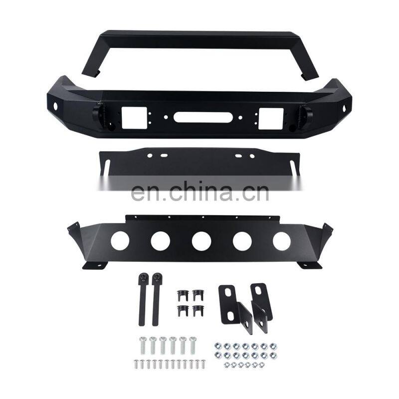 Steel Black Front Bumper Bull bar for Jeep wrangler JL 18+ offroad front bumper 4x4 auto parts