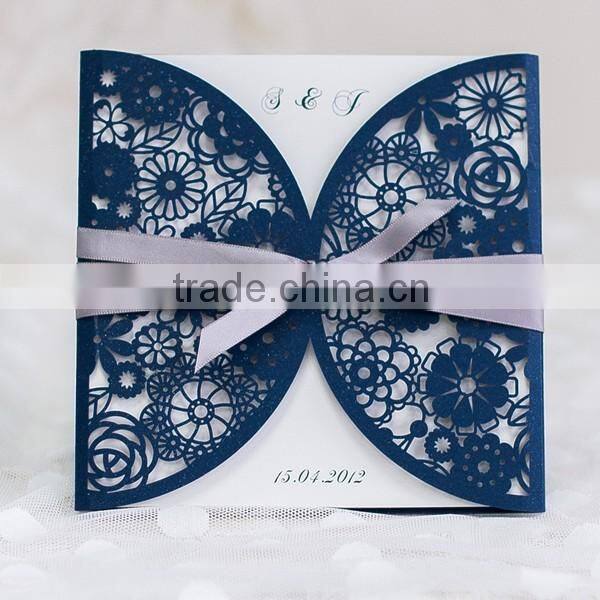 Wholesale Fancy Gold Laser Cut Wedding Anniversary Card to Print