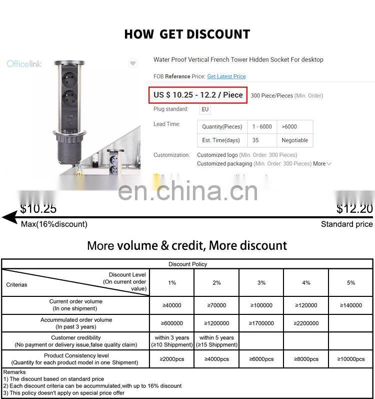 Water Proof Vertical French Tower Hidden Socket For desktop