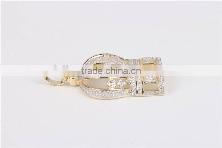 China jewelry factory suply men's crown pendant 925 Sterling Silver White Diamond pendant