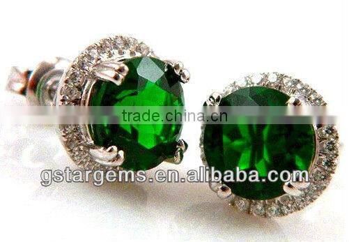 925 Stering Silver Created Emerald Set Jewelry Oval Shape