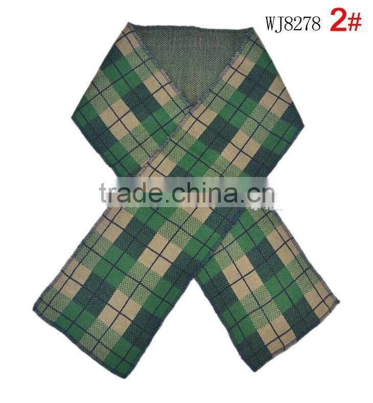 Wholesale Warm Acrylic Jacquard Checked Plaid Baby Boys Winter Scarf