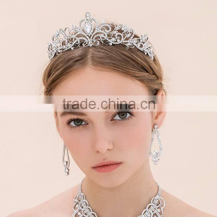 Upscale luxury full diamond tiara crown of the bride wedding headband, Baroque pop hair accessories hair clip