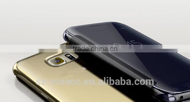 Clear View Hyperbolic Mirror Flip Smart Leather Case Cover for Samsung Galaxy S6