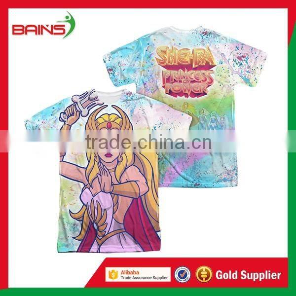 Polyester full printed short sleeve fitness men's t shirt wholesale china