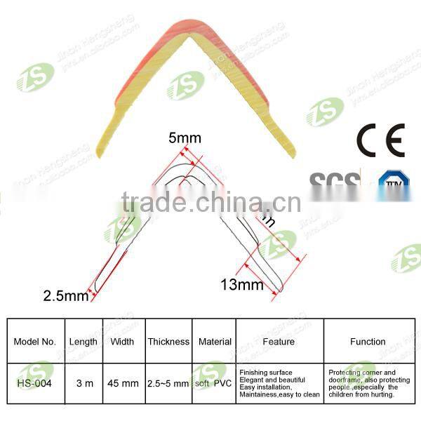 45mm width L shape soft pvc corner guard for hospital