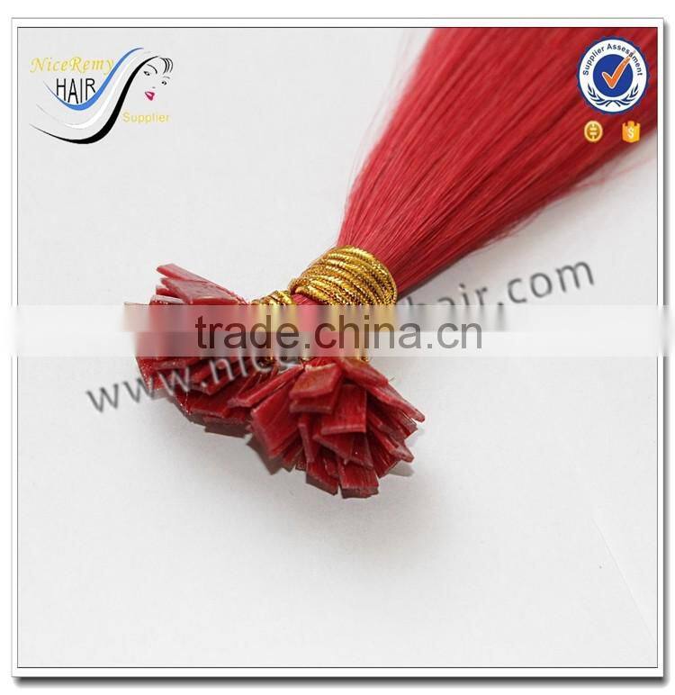 Wholesale high quality color 99j pre bonded flat tip hair extensions 100% brazilian virgin human hair