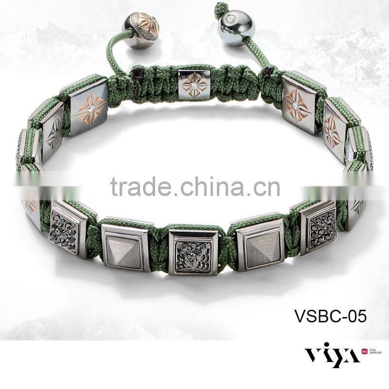 2016 royal blue natural square beads bracelets wholesale jewelry with round beads pendants unisex knotted accessory